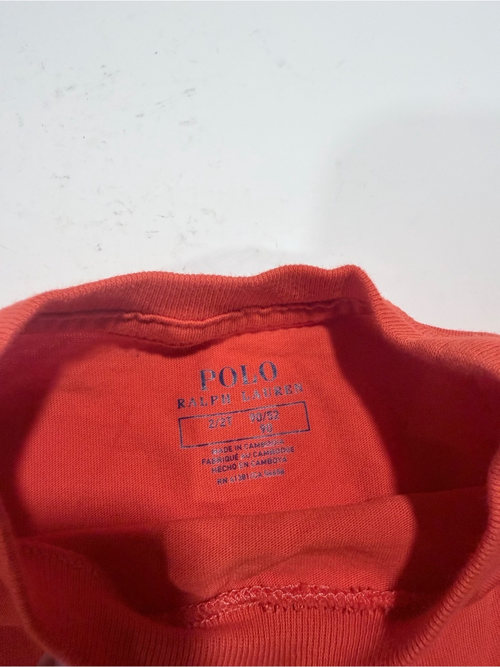 Polo Ralph Lauren Kids Long-Sleeve orange Shirt with navy Blue Logo. 2T kids. - Picture 3 of 3